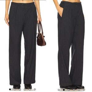 Free People Black Pinstripe  Pants